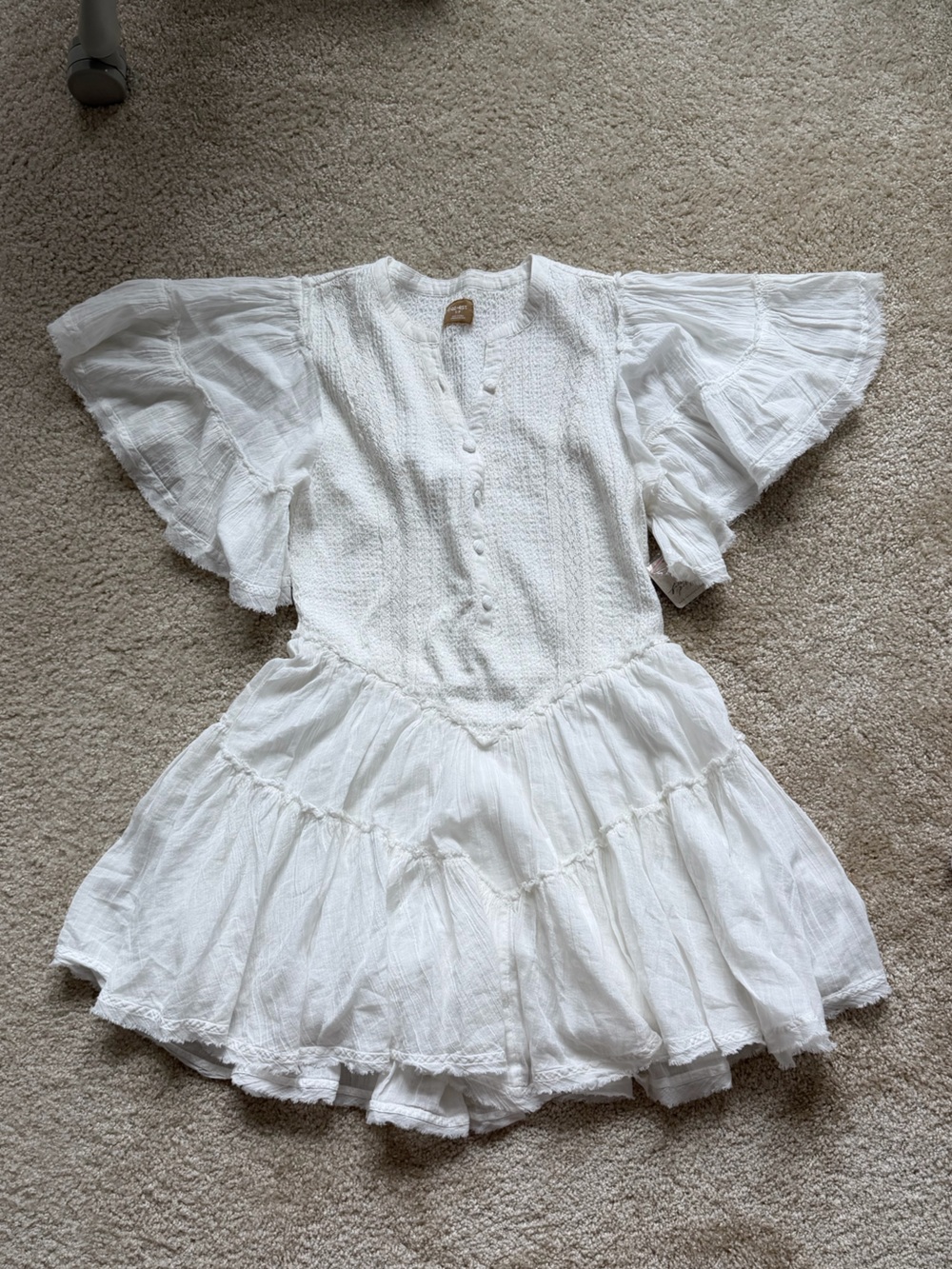 Free People NWT White Ruffled Mini Dress